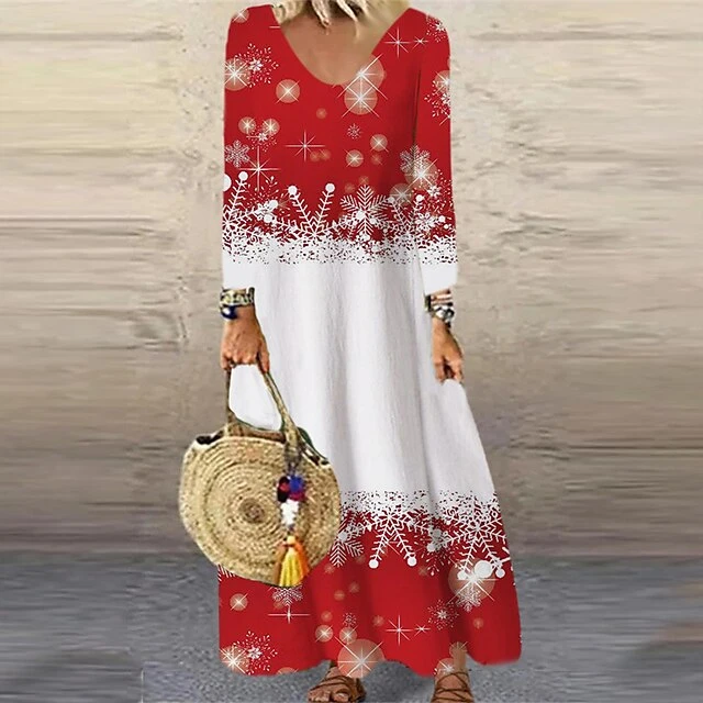 Women's Christmas Casual Dress Shift DressMaxi Long Dress Purple Wine Red Brown White Long Sleeve Plaid Santa Claus Elk Print Fall Winter V Neck Vacation Casual 2022 S M L XL XXL 3XL 4XL 5XL 6XL 19 Women's Christmas Casual Dress Shift DressMaxi Long Dress Purple Wine Red Brown White Long Sleeve Plaid Santa Claus Elk Print Fall Winter V Neck Vacation Casual 2022 S M L XL XXL 3XL 4XL 5XL 6XL - Image 19