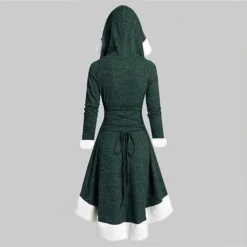 Women's Christmas Hoodie Dress Vintage Dress Midi Dress Green Black Wine Red Gray Long Sleeve Pure Color Patchwork Winter Fall Hooded Vacation Vintage 2022 S M L XL XXL 3XL -Fashion Life Shop aayyei1667275375449