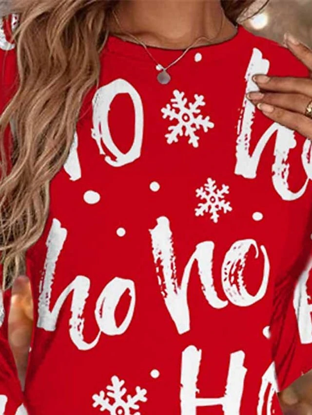Women's Christmas Sweatshirt Dress Shift Dress Blue Red Long Sleeve Letter Print Winter Fall Autumn Fashion Christmas Daily Loose Fit 2022 S M L XL XXL 3XL 2 Women's Christmas Sweatshirt Dress Shift Dress Blue Red Long Sleeve Letter Print Winter Fall Autumn Fashion Christmas Daily Loose Fit 2022 S M L XL XXL 3XL - Image 2