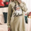 Women's Casual Dress Christmas Dress Hoodie Dress Santa Claus Ugly Christmas Print Hooded Mini Dress Fashion Streetwear Outdoor Christmas Long Sleeve Loose Fit Gold Fall Winter S M L XL XXL