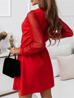 Women's Lace Dress Black Dress Plain Dress Mini Dress Patchwork With Belt Party Christmas Date Basic Elegant V Neck Long Sleeve Mesh Regular Fit Black Red Dark Green Color S M L XL XXL Size 15 Women's Lace Dress Black Dress Plain Dress Mini Dress Patchwork With Belt Party Christmas Date Basic Elegant V Neck Long Sleeve Mesh Regular Fit Black Red Dark Green Color S M L XL XXL Size -Fashion Life Shop aclbun1640946039739