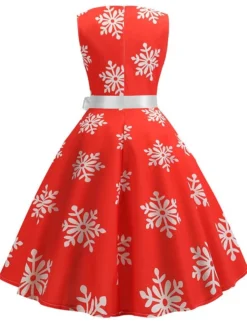 Women's Christmas Knee Length Dress Blue Green Red Sleeveless Print Bow Print Fall Winter Round Neck Casual Vintage2021 S M L XL XXL 26 Women's Christmas Knee Length Dress Blue Green Red Sleeveless Print Bow Print Fall Winter Round Neck Casual Vintage2021 S M L XL XXL -Fashion Life Shop advlbn1630045082922