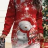 Women's Christmas Casual Dress Sweatshirt Dress Mini Dress Warm Fashion OutdoorVacation Crew Neck Print Snowman Snowflake Deer Loose Fit Black Red Burgundy S M L XL XXL