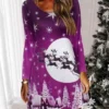 Women's Christmas Shift DressShort Mini Dress Blue Purple Red Long Sleeve Tree Print Snowflake Patchwork Print Fall Winter Crew Neck Casual 2022 S M L XL 2XL