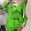 Women‘s Christmas Sweatshirt Dress Bodycon Sheath Dress Mini Dress Black Yellow Light Green Long Sleeve Graphic Print Fall Winter Autumn Off Shoulder Fashion Vacation Loose Fit 2023 S M L XL 2XL 3XL