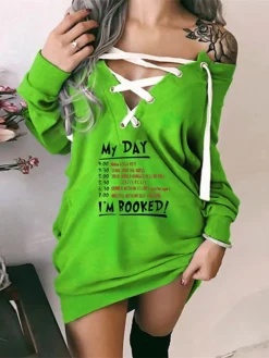Women‘s Christmas Sweatshirt Dress Bodycon Sheath Dress Mini Dress Black Yellow Light Green Long Sleeve Graphic Print Fall Winter Autumn Off Shoulder Fashion Vacation Loose Fit 2023 S M L XL 2XL 3XL