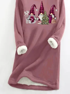 Women's Christmas Dress Sweatshirt Dress Mini Dress Warm Fashion Outdoor Christmas Holiday Crew Neck Print Santa Claus Loose Fit Dark Pink S M L XL XXL 7 Women's Christmas Dress Sweatshirt Dress Mini Dress Warm Fashion Outdoor Christmas Holiday Crew Neck Print Santa Claus Loose Fit Dark Pink S M L XL XXL -Fashion Life Shop akhszh1697785349209