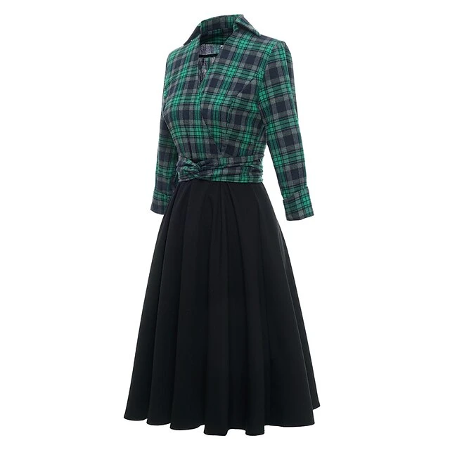 Women‘s Christmas Tartan Dress Vintage Dress Mini Dress Green Long Sleeve Plaid Patchwork Print Winter Fall Shirt Collar Vintage Casual Traditional Fall Dress 2022 S M L XL 2XL / Winter Dress 5 Women‘s Christmas Tartan Dress Vintage Dress Mini Dress Green Long Sleeve Plaid Patchwork Print Winter Fall Shirt Collar Vintage Casual Traditional Fall Dress 2022 S M L XL 2XL / Winter Dress - Image 5
