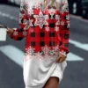 Women's Sweatshirt Dress Casual Dress Mini Dress Warm Fashion Outdoor Christmas Vacation Crew Neck Print Snowflake Regular Fit Pink Red Blue S M L XL XXL