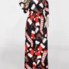 Women‘s Christmas Holiday Casual Vintage Dress Long Dress Maxi Dress Party Ruched Patchwork Santa Claus Crew Neck Long Sleeve Regular Fit Fall Winter 2023 Black White S M L XL