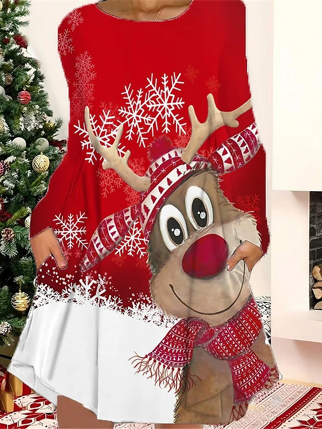 Women's Christmas Casual Dress T Shirt Dress Tee Dress Shift Dress Mini Dress Black Wine Red Long Sleeve Letter Pocket Winter Fall Autumn Crew Neck Fashion Christmas 2022 S M L XL XXL 3XL 1 Women's Christmas Casual Dress T Shirt Dress Tee Dress Shift Dress Mini Dress Black Wine Red Long Sleeve Letter Pocket Winter Fall Autumn Crew Neck Fashion Christmas 2022 S M L XL XXL 3XL