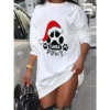 Women's Christmas Casual Dress T Shirt Dress Tee Dress Shift Dress Mini Dress White Long Sleeve Letter Print Winter Fall Autumn Crew Neck Fashion Daily Loose Fit 2022 S M L XL XXL 3XL