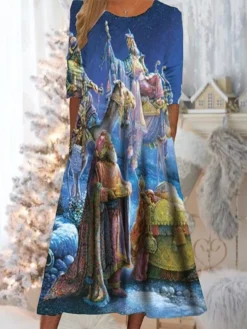 Women's Christmas Casual Dress Swing DressMidi Dress Blue Royal Blue Red Long Sleeve Santa Claus Snowflake Pocket Print Fall Winter Round Neck Vacation Casual 2022 S M L XL XXL 3XL 20 Women's Christmas Casual Dress Swing DressMidi Dress Blue Royal Blue Red Long Sleeve Santa Claus Snowflake Pocket Print Fall Winter Round Neck Vacation Casual 2022 S M L XL XXL 3XL -Fashion Life Shop atrrnj1668512780523