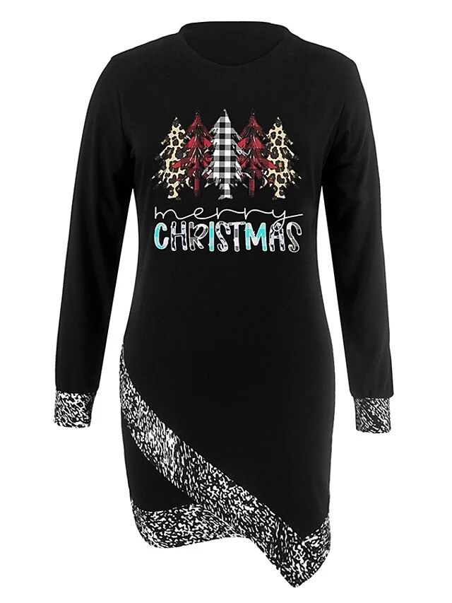 Women‘s Christmas Casual Dress Shift Dress Sheath Dress Mini Dress Black And White Black Gray Black And White Stripes Long Sleeve Elk Patchwork Winter Fall Autumn Crew Neck Fashion Date 2022 S M L XL 5 Women‘s Christmas Casual Dress Shift Dress Sheath Dress Mini Dress Black And White Black Gray Black And White Stripes Long Sleeve Elk Patchwork Winter Fall Autumn Crew Neck Fashion Date 2022 S M L XL - Image 5