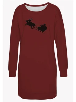 Women's Casual Dress Christmas Dress Sweatshirt Dress Santa Claus Ugly Christmas Pocket Print Crew Neck Mini Dress Fashion Streetwear Outdoor Christmas Long Sleeve Loose Fit Dark Red Red Burgundy 11 Women's Casual Dress Christmas Dress Sweatshirt Dress Santa Claus Ugly Christmas Pocket Print Crew Neck Mini Dress Fashion Streetwear Outdoor Christmas Long Sleeve Loose Fit Dark Red Red Burgundy -Fashion Life Shop axvpzh1694675794519