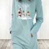 Women's Casual Dress Sweatshirt Dress Winter Dress Mini Dress Light Blue White Grey Long Sleeve Snowman Pocket Fall Winter Autumn Crew Neck Stylish Christmas Loose Fit 2023 S M L XL 2XL