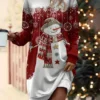 Women's Casual Dress Sweatshirt Dress Mini Dress Warm Fashion Outdoor Christmas Vacation Crew Neck Print Snowman Snowflake Regular Fit Yellow Red Blue XS S M L XL