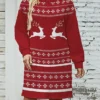 Women‘s Christmas Sweater Dress Jumper Dress Winter Dress Warm Snowflake Deer Outdoor Christmas Daily Vacation Turtleneck Long Sleeve 2023 Loose Fit Burgundy S M L XL XXL 3XL
