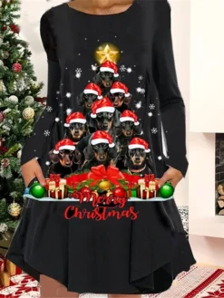 Women's Christmas Casual Dress T Shirt Dress Tee Dress Shift Dress Mini Dress Green Black Blue Long Sleeve Cat Pocket Winter Fall Autumn Crew Neck Fashion Christmas Daily 2022 S M L XL XXL 3XL 10 Women's Christmas Casual Dress T Shirt Dress Tee Dress Shift Dress Mini Dress Green Black Blue Long Sleeve Cat Pocket Winter Fall Autumn Crew Neck Fashion Christmas Daily 2022 S M L XL XXL 3XL -Fashion Life Shop bupsfz1667815249355
