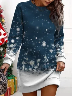 Women's Christmas Casual Dress Sweatshirt Dress Mini Dress Warm Fashion Outdoor Vacation Crew Neck Print Snowman Loose Fit Wine Navy Blue Blue S M L XL XXL 8 Women's Christmas Casual Dress Sweatshirt Dress Mini Dress Warm Fashion Outdoor Vacation Crew Neck Print Snowman Loose Fit Wine Navy Blue Blue S M L XL XXL -Fashion Life Shop bwauss1695278289582