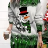 Women's Christmas Casual Dress Sweatshirt Dress Mini Dress Warm Fashion Outdoor Vacation Crew Neck Print Santa Claus Snowman Loose Fit ArmyGreen Red Navy Blue S M L XL XXL