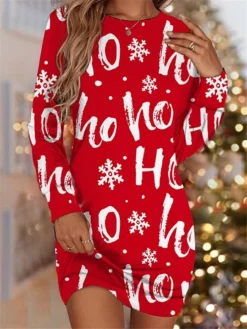 Women's Christmas Sweatshirt Dress Shift Dress Blue Red Long Sleeve Letter Print Winter Fall Autumn Fashion Christmas Daily Loose Fit 2022 S M L XL XXL 3XL 5 Women's Christmas Sweatshirt Dress Shift Dress Blue Red Long Sleeve Letter Print Winter Fall Autumn Fashion Christmas Daily Loose Fit 2022 S M L XL XXL 3XL -Fashion Life Shop byuccy1667798469190