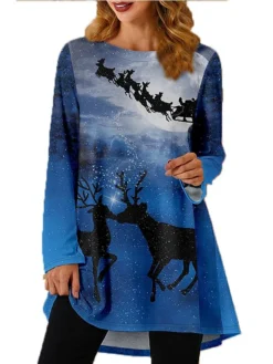 Women's Christmas T Shirt Dress Tee Dress Print Dress Light Blue Long Sleeve Animal Print Patchwork Print Fall Spring Crew Neck Classic Modern Fall Dress Loose Fit 2022 S M L XL 2XL 3XL 4XL 8 Women's Christmas T Shirt Dress Tee Dress Print Dress Light Blue Long Sleeve Animal Print Patchwork Print Fall Spring Crew Neck Classic Modern Fall Dress Loose Fit 2022 S M L XL 2XL 3XL 4XL -Fashion Life Shop cbfkzv1665744271402
