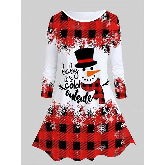 Women's Casual Dress Christmas Dress T Shirt Dress Tee Dress Plaid Snowman Pocket Print Crew Neck Midi Dress Fashion Streetwear Outdoor Christmas Long Sleeve Regular Fit Red Blue Green Fall Winter S 1 Women's Casual Dress Christmas Dress T Shirt Dress Tee Dress Plaid Snowman Pocket Print Crew Neck Midi Dress Fashion Streetwear Outdoor Christmas Long Sleeve Regular Fit Red Blue Green Fall Winter S