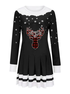 Women's Christmas Swing Dress Blue Red Black Long Sleeve Elk Snowflake Pleated Print Winter Fall Crew Neck Stylish Romantic Fall Dress Loose Fit 2022 S M L XL XXL / Winter Dress 18 Women's Christmas Swing Dress Blue Red Black Long Sleeve Elk Snowflake Pleated Print Winter Fall Crew Neck Stylish Romantic Fall Dress Loose Fit 2022 S M L XL XXL / Winter Dress -Fashion Life Shop cldchm1665746217348