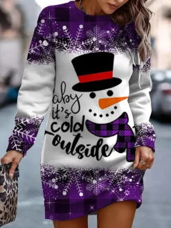 Women‘s Christmas Casual Dress Sweatshirt Dress Mini Dress Warm Fashion Outdoor Holiday Crew Neck Print Snowman Print Loose Fit Wine Red Purple S M L XL XXL 14 Women‘s Christmas Casual Dress Sweatshirt Dress Mini Dress Warm Fashion Outdoor Holiday Crew Neck Print Snowman Print Loose Fit Wine Red Purple S M L XL XXL -Fashion Life Shop cliusj1695096337755