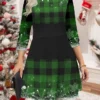Women‘s Christmas Sweater Dress Jumper Dress Winter Dress Warm Plaid Snowflake Outdoor Christmas Daily Holiday Crew Neck Long Sleeve 2023 Regular Fit Wine Purple Green S M L XL XXL 3XL