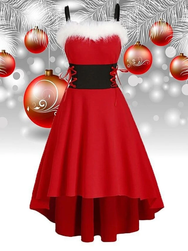 Women's Christmas Swing Dress Slip Dress Vintage Dress Midi Dress Green Black Wine Sleeveless Pure Color Backless Winter Fall Autumn Spaghetti Strap Fashion Daily Date 2022 S M L XL XXL 3XL 1 Women's Christmas Swing Dress Slip Dress Vintage Dress Midi Dress Green Black Wine Sleeveless Pure Color Backless Winter Fall Autumn Spaghetti Strap Fashion Daily Date 2022 S M L XL XXL 3XL