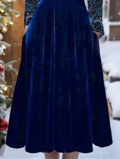 Women's Christmas Dress Velvet Dress Winter Dress Midi Dress Pocket Outdoor Christmas Street Fashion Elegant Crew Neck Long Sleeve 2023 Regular Fit Blue Color S M L XL XXL Size 5 Women's Christmas Dress Velvet Dress Winter Dress Midi Dress Pocket Outdoor Christmas Street Fashion Elegant Crew Neck Long Sleeve 2023 Regular Fit Blue Color S M L XL XXL Size -Fashion Life Shop cszsgf1697530811370