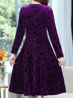 Women's Christmas Dress Casual Dress Velvet Dress Midi Dress Pocket Outdoor Christmas Street Fashion Elegant V Neck Long Sleeve 2023 Loose Fit Black Wine Blue Color XL XXL 3XL 4XL 5XL Size -Fashion Life Shop ctagmm1695207032907