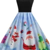 Women's Christmas Casual Dress Swing Dress Midi Dress Blue Royal Blue Dark Blue Light Blue Sleeveless Santa Claus Snowman Mesh Print Winter Fall Crew Neck Vacation Vintage 2022 S M L XL XXL