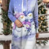 Women's Christmas Dress Hoodie Dress Mini Dress Warm Fashion Outdoor Christmas Holiday Hoodie Print Snowman Loose Fit Blue S M L XL XXL