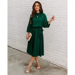 Women's Work Dress Shift Dress Church Dress Midi Dress Red Wine Green Long Sleeve Pure Color Lace Up Summer Spring Crew Neck Basic Christmas Fall Dress Loose Fit 2023 S M L XL 10 Women's Work Dress Shift Dress Church Dress Midi Dress Red Wine Green Long Sleeve Pure Color Lace Up Summer Spring Crew Neck Basic Christmas Fall Dress Loose Fit 2023 S M L XL -Fashion Life Shop cxwjhd1647847360273