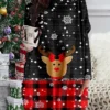 Women‘s Plus Size Christmas Dress Casual Dress Plaid Long Sleeve Winter Fall Casual Mini Dress Holiday Dress