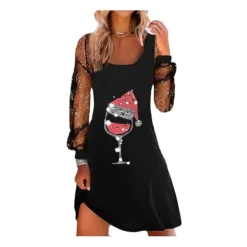 Women's Christmas Sheath Dress Midi Dress Blue Wine Black Long Sleeve Hat Mesh Winter Fall Square Neck Fashion Elegant Fall Dress 2022 S M L XL 2XL 3XL / Winter Dress -Fashion Life Shop cznebd1669280383390