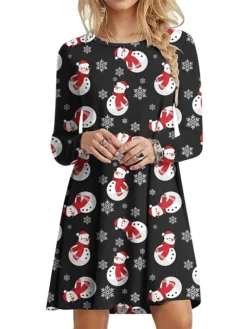 Women's Casual Dress Christmas Dress T Shirt Dress Tee Dress Snowman Christmas Tree Print Crew Neck Mini Dress Fashion Streetwear Outdoor Christmas Long Sleeve Loose Fit Black White Dark Red Fall 11 Women's Casual Dress Christmas Dress T Shirt Dress Tee Dress Snowman Christmas Tree Print Crew Neck Mini Dress Fashion Streetwear Outdoor Christmas Long Sleeve Loose Fit Black White Dark Red Fall -Fashion Life Shop dbgtub1695199479454