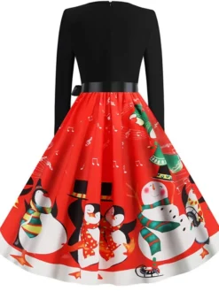 Women's Christmas Knee Length Dress Blue Purple Wine Gray Green Black Red Light Blue Long Sleeve Print Bow Print Fall Winter Round Neck Casual Vintage2021 S M L XL XXL 29 Women's Christmas Knee Length Dress Blue Purple Wine Gray Green Black Red Light Blue Long Sleeve Print Bow Print Fall Winter Round Neck Casual Vintage2021 S M L XL XXL -Fashion Life Shop dbvphc1629971945916