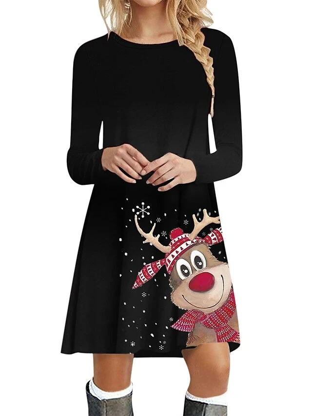 Women's Casual Dress Christmas Dress Sweatshirt Dress Snowflake Ugly Christmas Print Crew Neck Mini Dress Active Fashion Outdoor Christmas Long Sleeve Loose Fit Black Brown Khaki Fall Winter S M L XL 5 Women's Casual Dress Christmas Dress Sweatshirt Dress Snowflake Ugly Christmas Print Crew Neck Mini Dress Active Fashion Outdoor Christmas Long Sleeve Loose Fit Black Brown Khaki Fall Winter S M L XL - Image 5