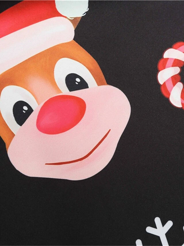 Women's Christmas Knee Length Dress Wine Green Orange Black Red Brown Navy Blue Long Sleeve Print Bow Print Fall Winter V Neck Casual Vintage2021 S M L XL XXL 3XL 4 Women's Christmas Knee Length Dress Wine Green Orange Black Red Brown Navy Blue Long Sleeve Print Bow Print Fall Winter V Neck Casual Vintage2021 S M L XL XXL 3XL - Image 4