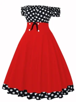 Women‘s Christmas Swing Dress Vintage Dress Midi Dress Black Red Short Sleeve Polka Dot Ruched Fall Spring Summer Off Shoulder Vintage Style Vacation Weekend 2022 S M L XL XXL 12 Women‘s Christmas Swing Dress Vintage Dress Midi Dress Black Red Short Sleeve Polka Dot Ruched Fall Spring Summer Off Shoulder Vintage Style Vacation Weekend 2022 S M L XL XXL -Fashion Life Shop ddtdvx1630033599474