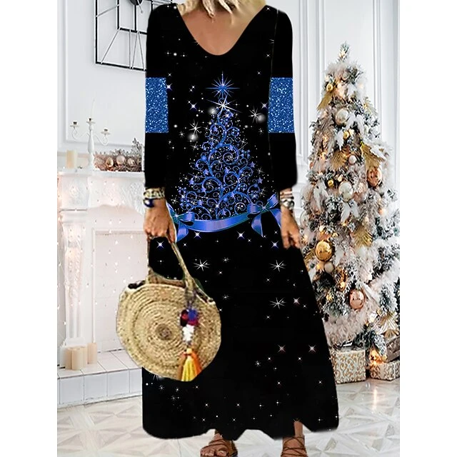 Women's Christmas Casual Dress Shift DressMaxi Long Dress Purple Wine Red Brown White Long Sleeve Plaid Santa Claus Elk Print Fall Winter V Neck Vacation Casual 2022 S M L XL XXL 3XL 4XL 5XL 6XL 15 Women's Christmas Casual Dress Shift DressMaxi Long Dress Purple Wine Red Brown White Long Sleeve Plaid Santa Claus Elk Print Fall Winter V Neck Vacation Casual 2022 S M L XL XXL 3XL 4XL 5XL 6XL - Image 15