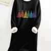 Women's Christmas Dress Sweatshirt Dress Mini Dress Warm Fashion Outdoor Christmas Vacation Crew Neck Print Christmas Tree Loose Fit Black S M L XL XXL