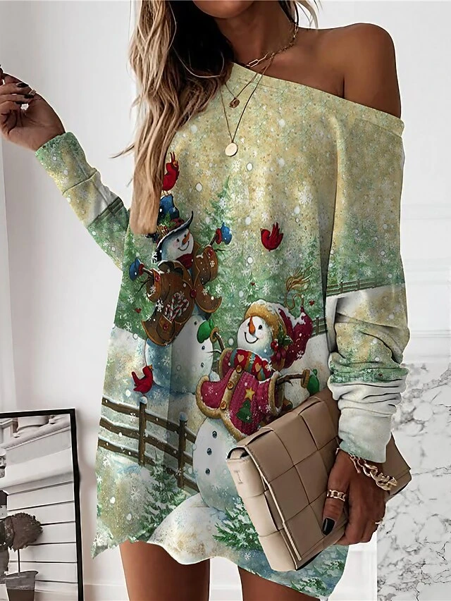 Women‘s Christmas Casual Dress Sweatshirt Dress Mini Dress Warm Fashion Outdoor Holiday Crew Neck Print Santa Claus Snowman Loose Fit White Red Royal Blue S M L XL XXL 4 Women‘s Christmas Casual Dress Sweatshirt Dress Mini Dress Warm Fashion Outdoor Holiday Crew Neck Print Santa Claus Snowman Loose Fit White Red Royal Blue S M L XL XXL - Image 4