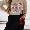Women's Christmas Hoodie Dress Winter Dress Mini Dress Green Black Wine Khaki Red White Long Sleeve Print Print Winter Fall Hooded Fashion Casual Modern Fall Dress Loose Fit 2022 S M L XL 2XL