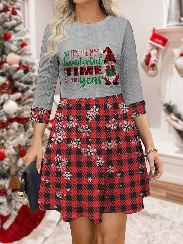 Women‘s Christmas Sweater Dress Jumper Dress Winter Dress Warm Plaid Santa Claus Snowman Outdoor Christmas Daily Holiday Crew Neck Long Sleeve 2023 Regular Fit Wine Blue Gray S M L XL 1 Women‘s Christmas Sweater Dress Jumper Dress Winter Dress Warm Plaid Santa Claus Snowman Outdoor Christmas Daily Holiday Crew Neck Long Sleeve 2023 Regular Fit Wine Blue Gray S M L XL