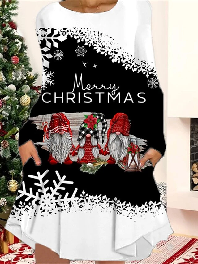 Women's Christmas Casual Dress T Shirt Dress Tee Dress Shift Dress Mini Dress Black Wine Red Long Sleeve Letter Pocket Winter Fall Autumn Crew Neck Fashion Christmas 2022 S M L XL XXL 3XL 2 Women's Christmas Casual Dress T Shirt Dress Tee Dress Shift Dress Mini Dress Black Wine Red Long Sleeve Letter Pocket Winter Fall Autumn Crew Neck Fashion Christmas 2022 S M L XL XXL 3XL - Image 2